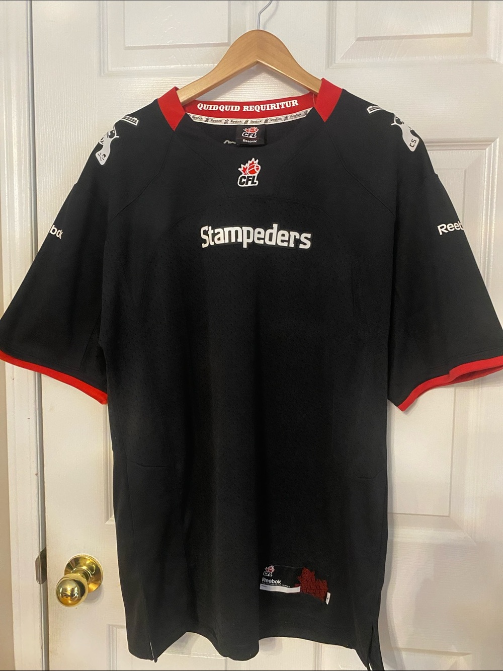 Reebok Black and Red Stampeders Jersey #4